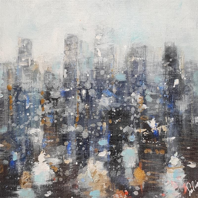 Painting Over the city by Solveiga | Painting Figurative Urban Acrylic