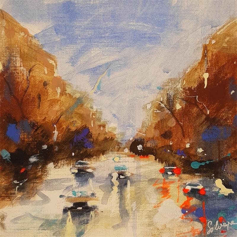 Painting Greenwich Village by Solveiga | Painting Figurative Urban Acrylic
