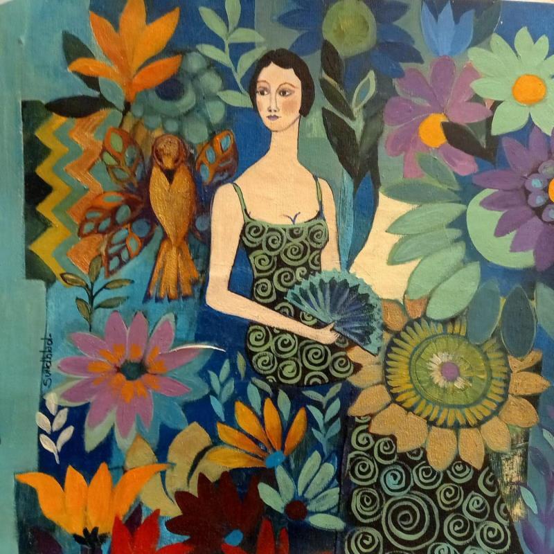 Painting Spring Queen by Sundblad Silvina | Painting Figurative Acrylic, Pastel