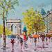 Painting CHAMPS ELYSEES SOUS LA PLUIE by Euger | Painting Figurative Society Urban Life style Acrylic