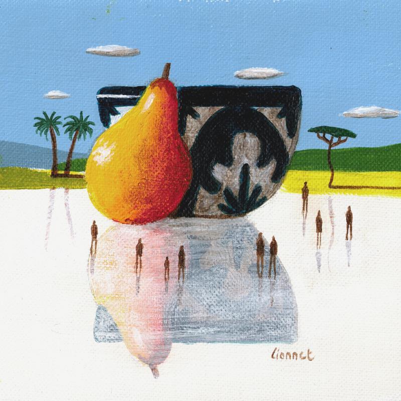 Gemälde  reflet à la poire von Lionnet Pascal | Gemälde Surrealismus Acryl Alltagsszenen, Landschaften, Stillleben