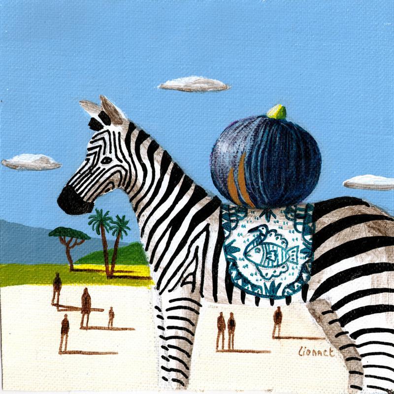 Painting zèbre à la figue by Lionnet Pascal | Painting Surrealism Acrylic Animals, Landscapes, Life style