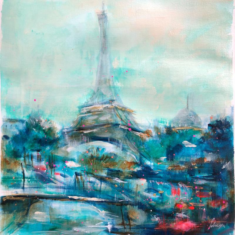 Peinture Paris Bleu  par Solveiga | Tableau Acrylique