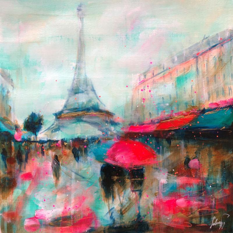 Painting Blue mood in Paris  by Solveiga | Painting Acrylic