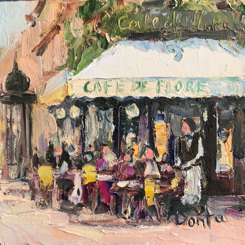 Painting Café de Flore  by Dontu Grigore | Painting Figurative Oil Urban