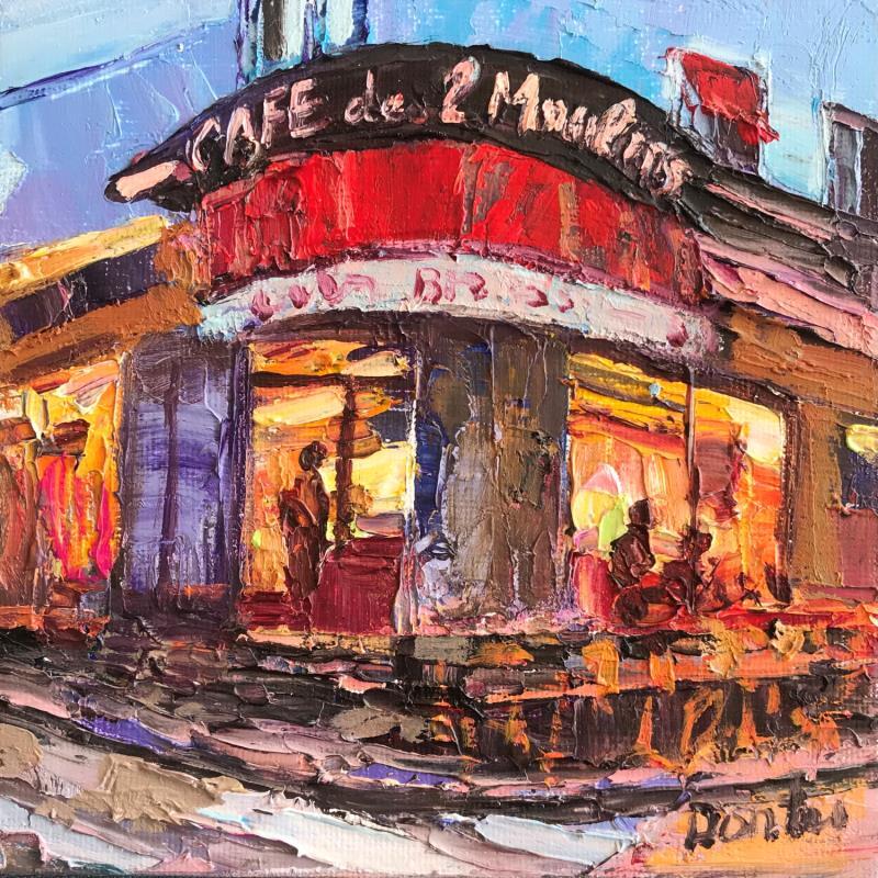 Painting Café Les Deux Moulins by Dontu Grigore | Painting Figurative Oil Urban