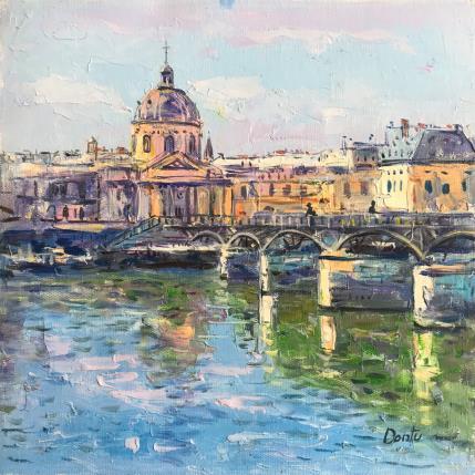 Gemälde Le pont des arts au printemps  von Dontu Grigore | Gemälde Figurativ Öl Urban