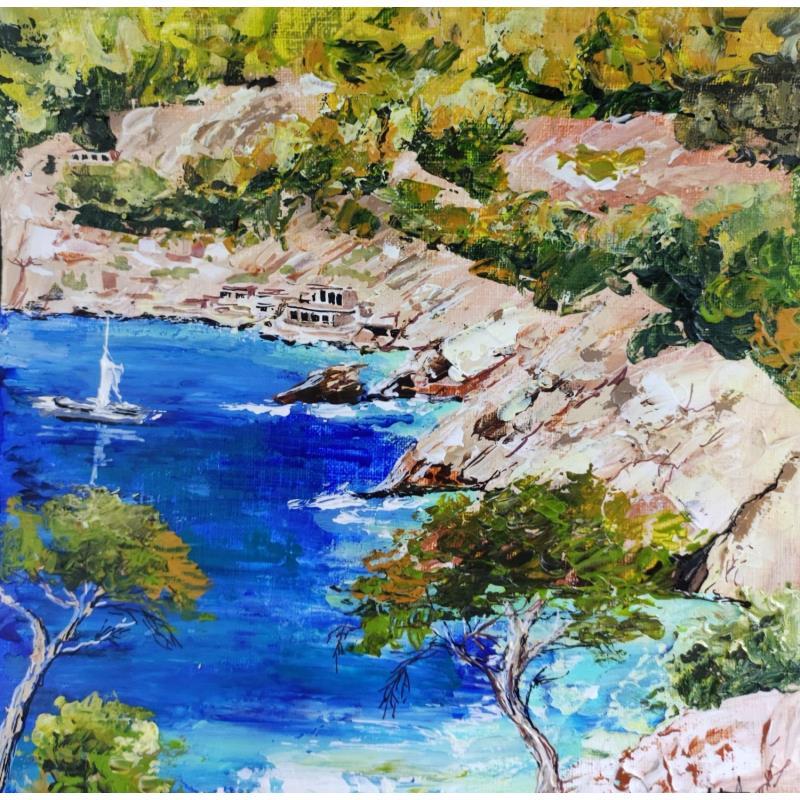 Gemälde Du côté de Toulon von Rey Ewa | Gemälde Figurativ Acryl Landschaften, Pop-Ikonen
