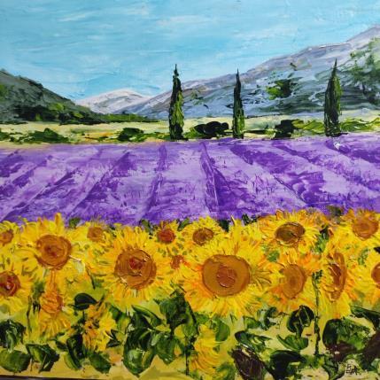 Gemälde Couleurs de l'été en Provence von Rey Ewa | Gemälde Figurativ Acryl Landschaften