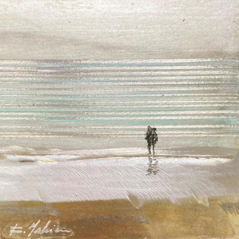 Painting Couple plage des 3 digues  by Mahieu Bertrand | Painting Figurative Metal Landscapes, Marine