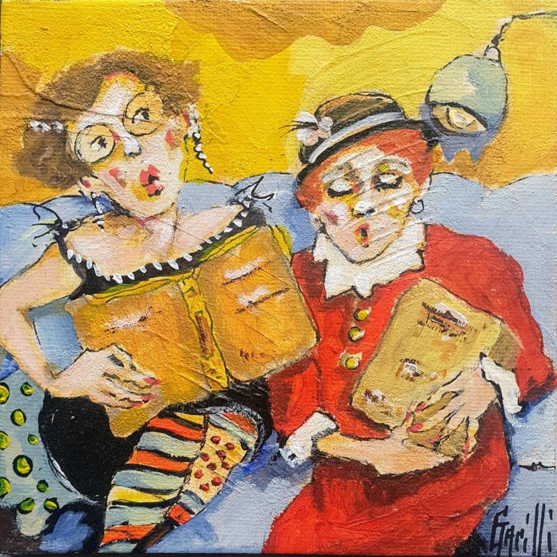 Painting Literary friendships by Garilli Nicole | Painting Figurative Life style Acrylic