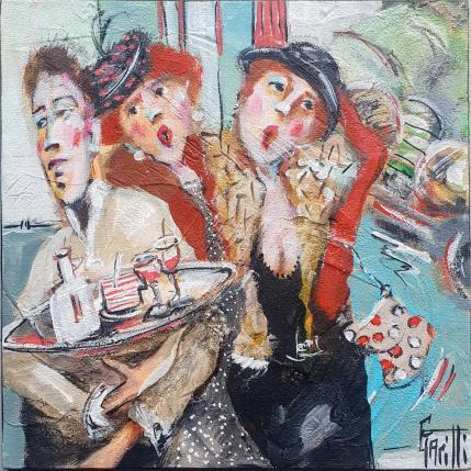 Painting  the coquettes aperitif by Garilli Nicole | Painting Figurative Acrylic Life style, Pop icons