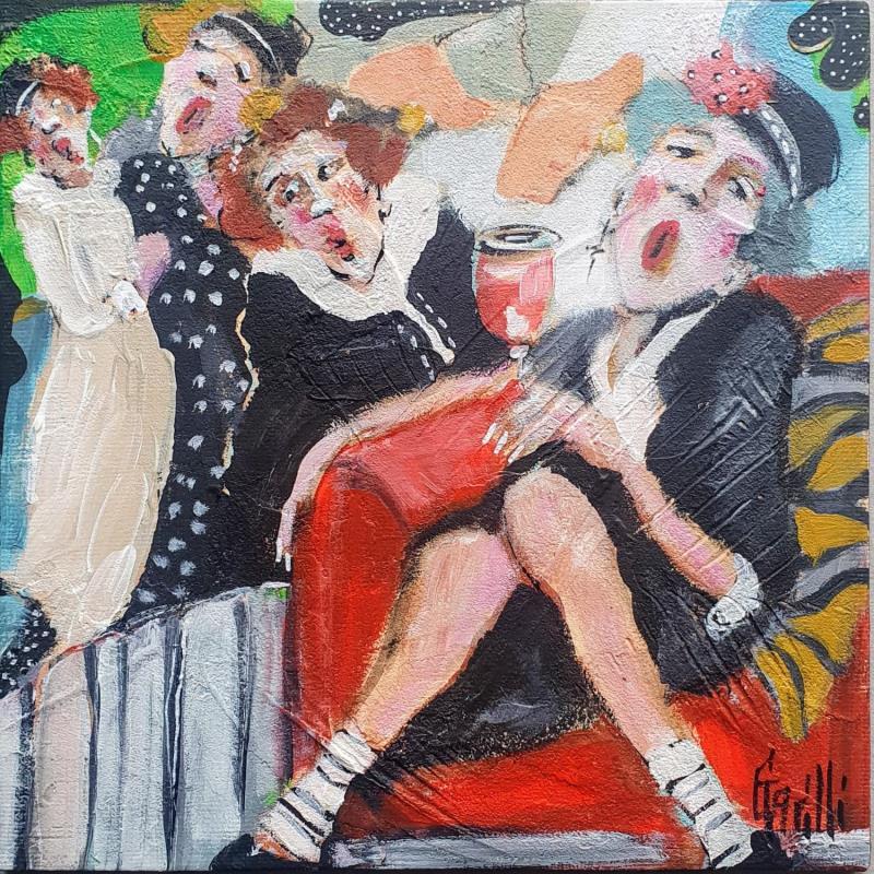 Painting tasting between girls by Garilli Nicole | Painting Figurative Acrylic Life style, Pop icons