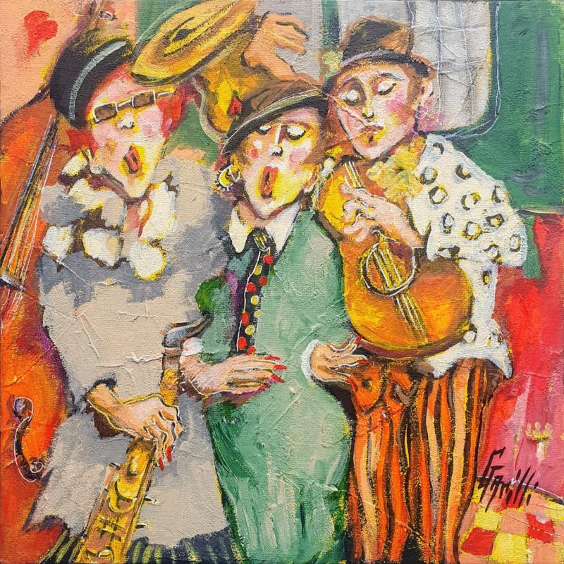Peinture gypsy jazz with the heart par Garilli Nicole | Tableau Figuratif Scènes de vie Acrylique