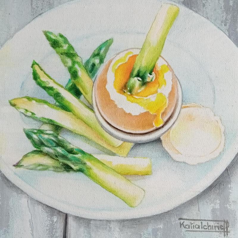 Painting Asperges à la coque by Tchirieff Katia | Painting Figurative Still-life Oil