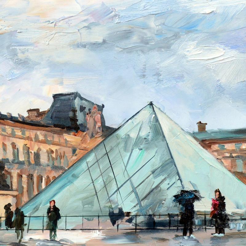 Peinture La cour du Louvre par Novokhatska Olga | Tableau Figuratif Urbain Huile Acrylique