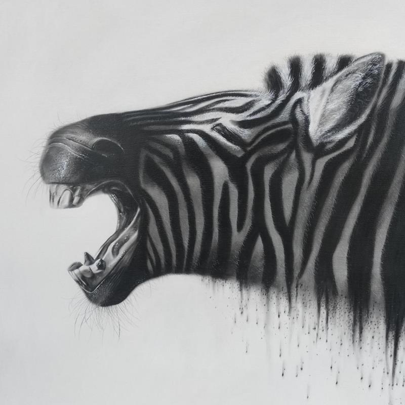 Painting Zèbre by Benchebra Karim | Painting Figurative Society Life style Animals Charcoal