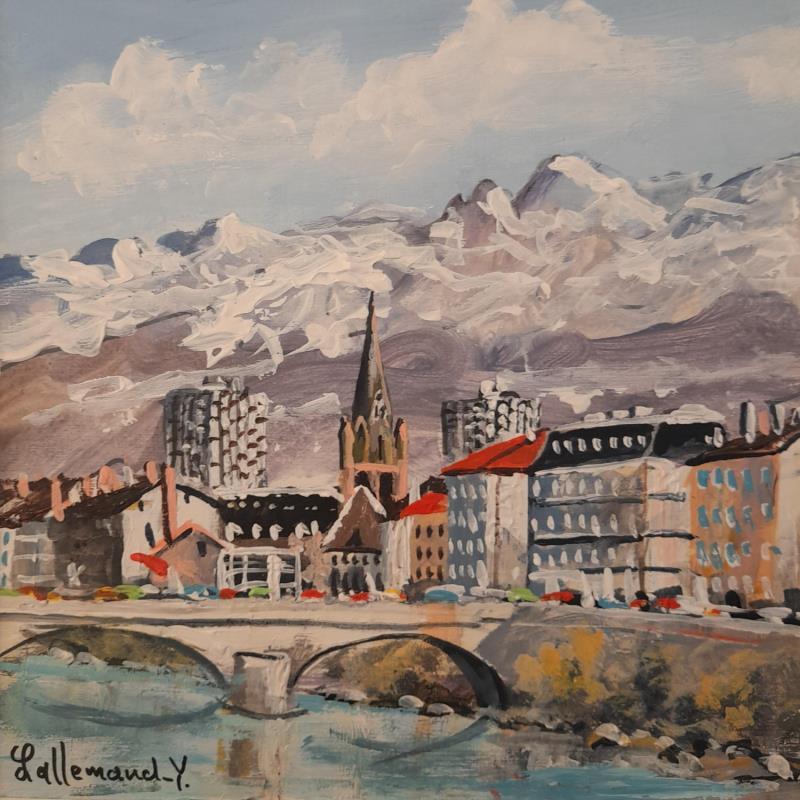 Painting Grenoble 1 by Lallemand Yves | Painting Figurative Urban Acrylic