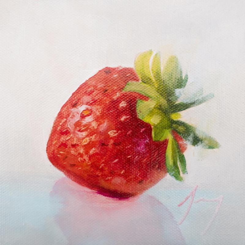 Painting La fraise by Jung François | Painting Figurative Still-life Oil