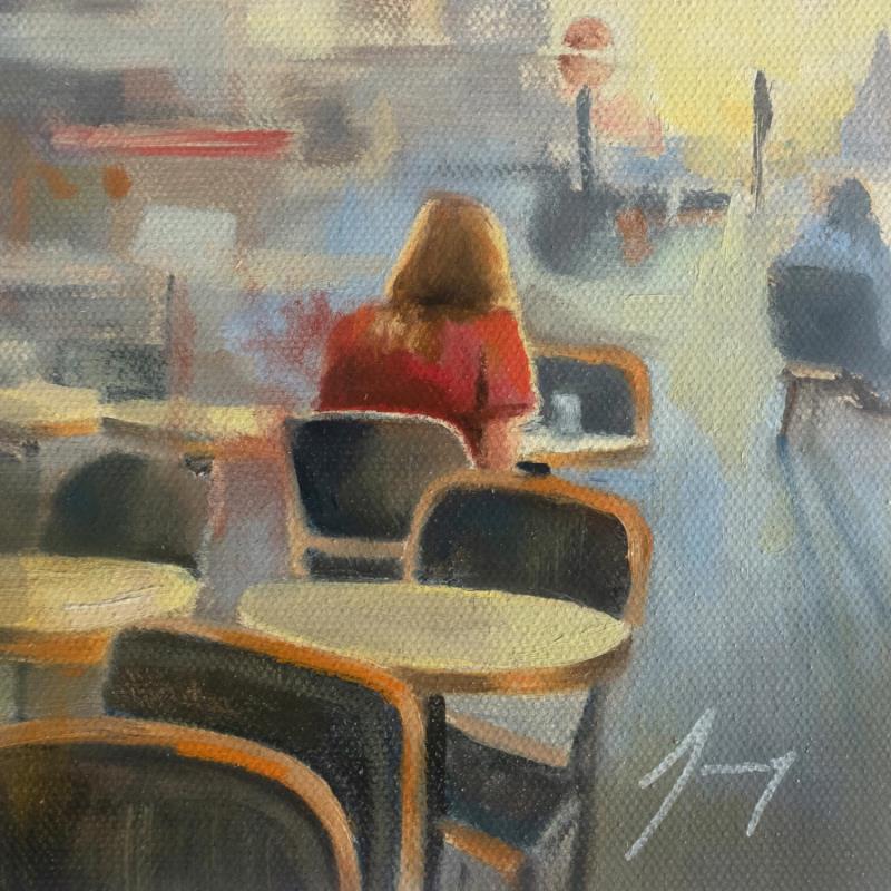 Painting Pause café by Jung François | Painting Figurative Urban Life style Oil