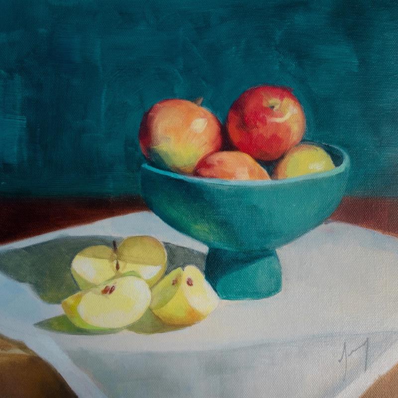 Peinture Coupe de pommes par Jung François | Tableau Figuratif Natures mortes Huile