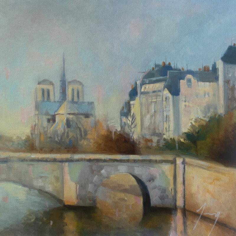 Painting Notre Dame by Jung François | Painting Figurative Oil Landscapes, Urban