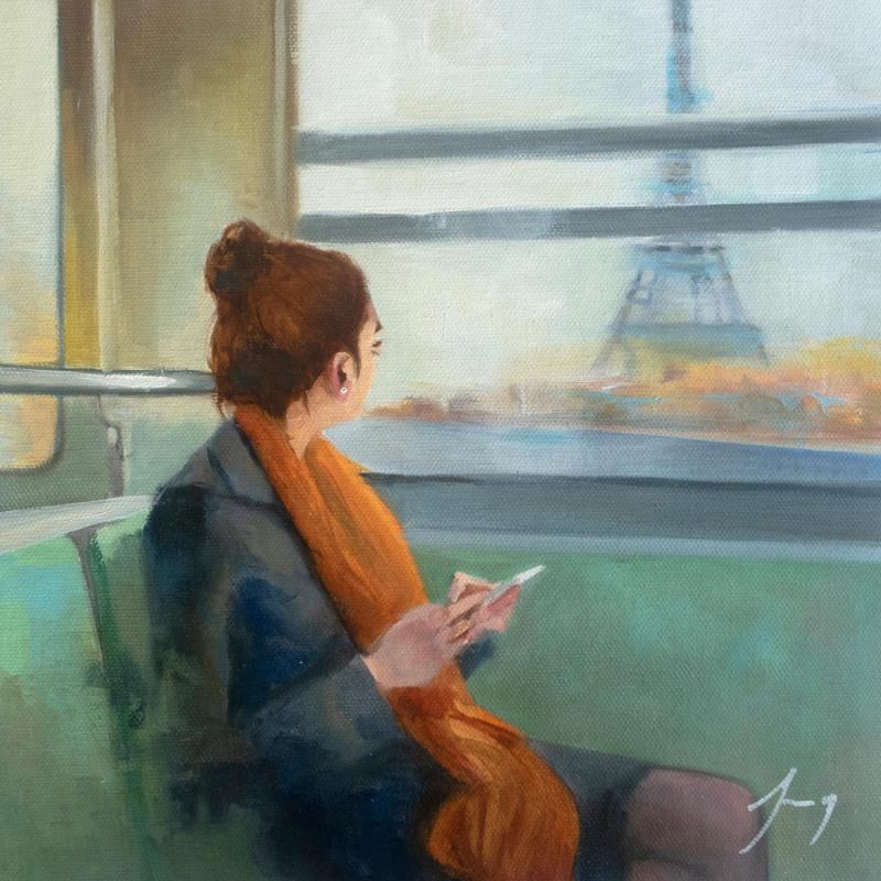 Painting La parisienne by Jung François | Painting Figurative Oil Life style, Urban