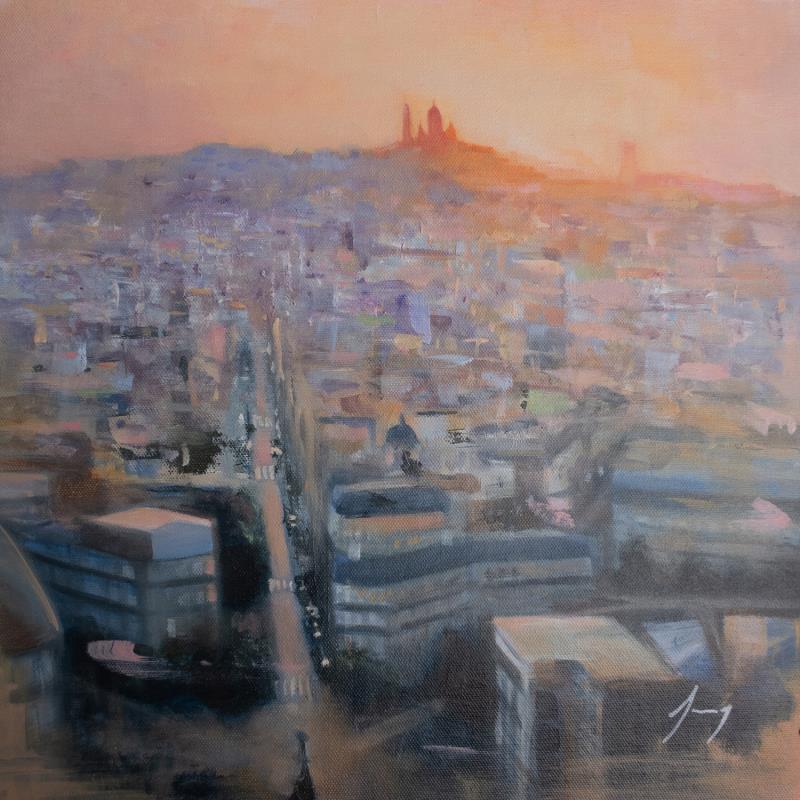 Painting Montmartre flamboie by Jung François | Painting Figurative Landscapes Urban Oil