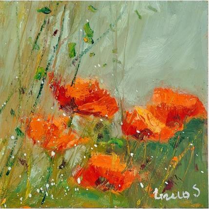 Painting Coquelicots dans le vent by Greco Salvatore | Painting Figurative Oil