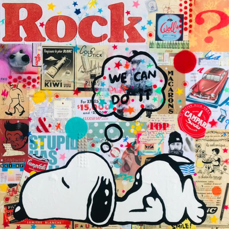 Peinture Snoopy chill vintage par Kikayou | Tableau Pop-art Icones Pop Graffiti Acrylique Collage