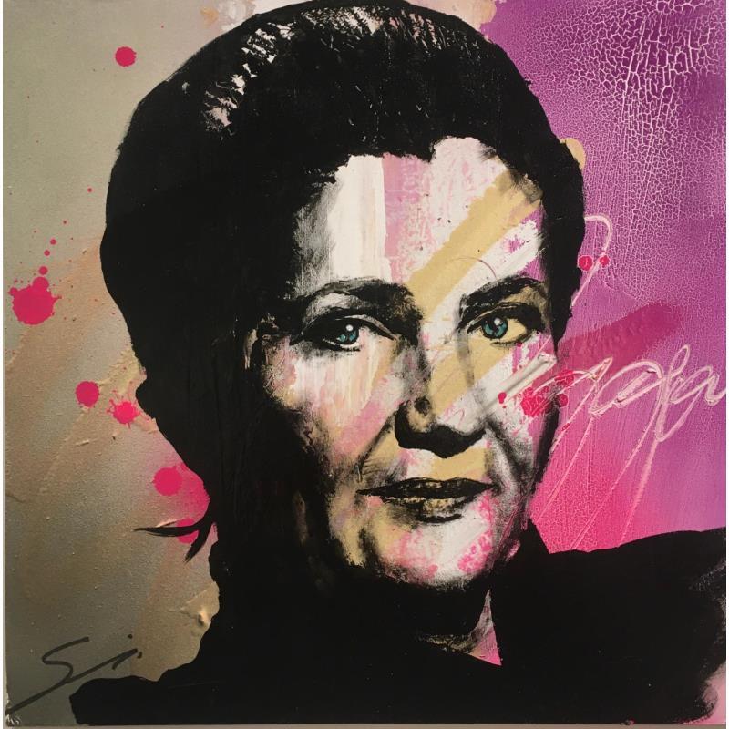 Painting Simone Veil by Mestres Sergi | Painting Pop-art Pop icons Graffiti Acrylic