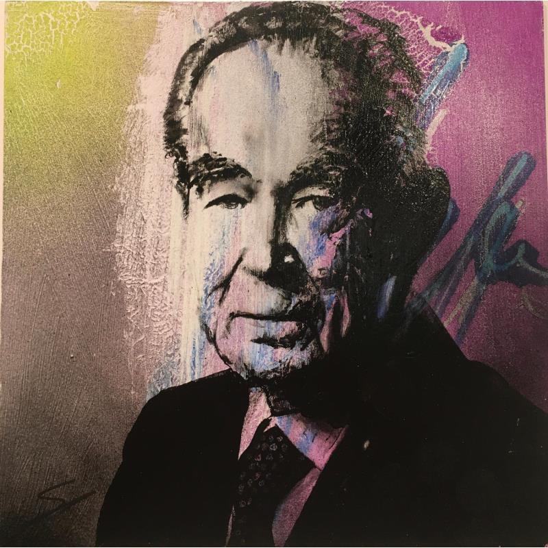 Painting Robert Badinter by Mestres Sergi | Painting Pop-art Pop icons Graffiti Acrylic