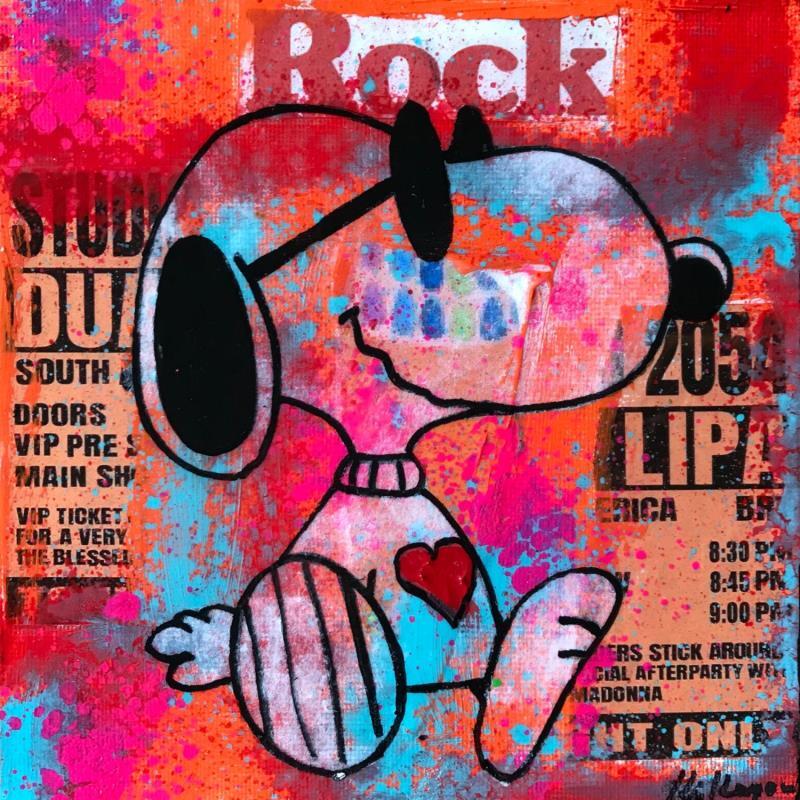 Painting Snoopy rock by Kikayou | Painting Pop-art Acrylic, Gluing, Graffiti Pop icons