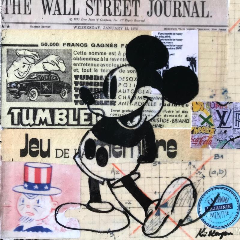 Gemälde Mickey Vintage von Kikayou | Gemälde Pop-Art Pop-Ikonen Graffiti Acryl Collage