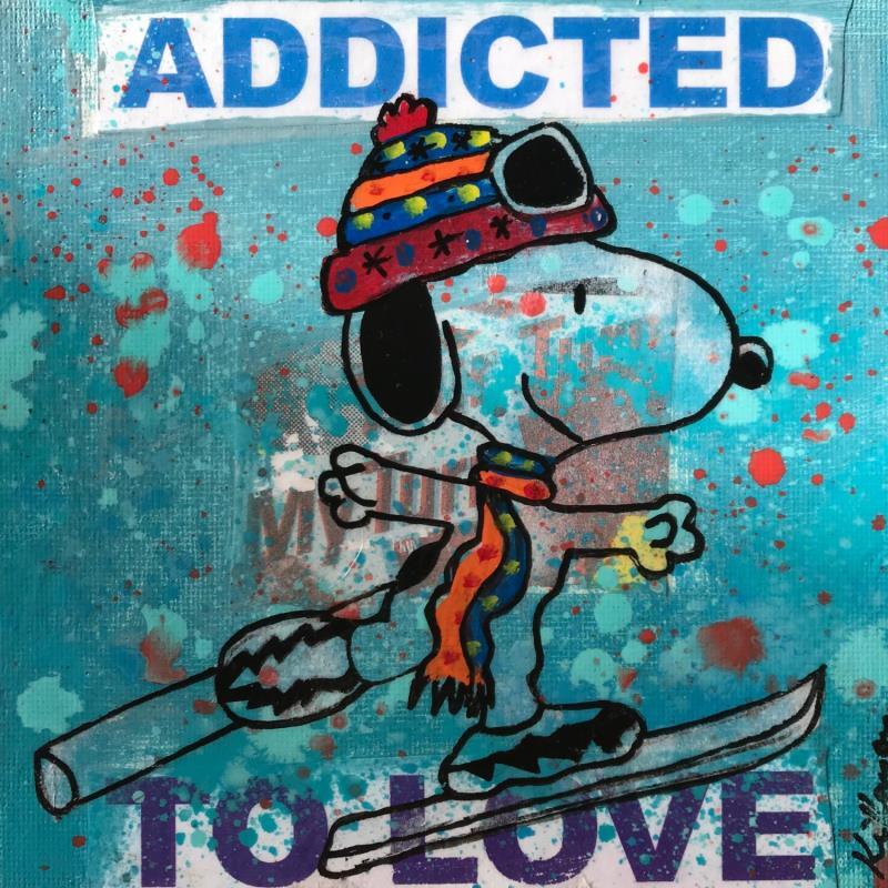 Peinture Snoopy ski par Kikayou | Tableau Pop-art Acrylique, Collage, Graffiti Icones Pop