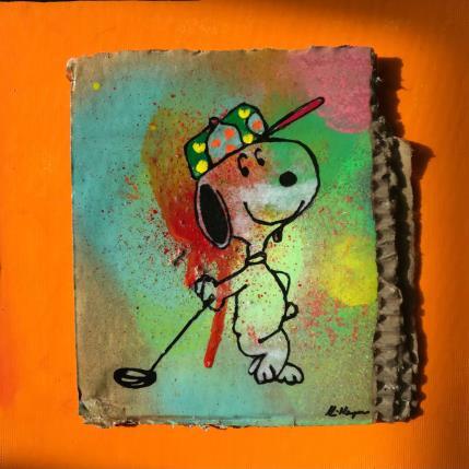 Gemälde Snoopy golf von Kikayou | Gemälde Pop-Art Acryl, Collage, Graffiti Pop-Ikonen