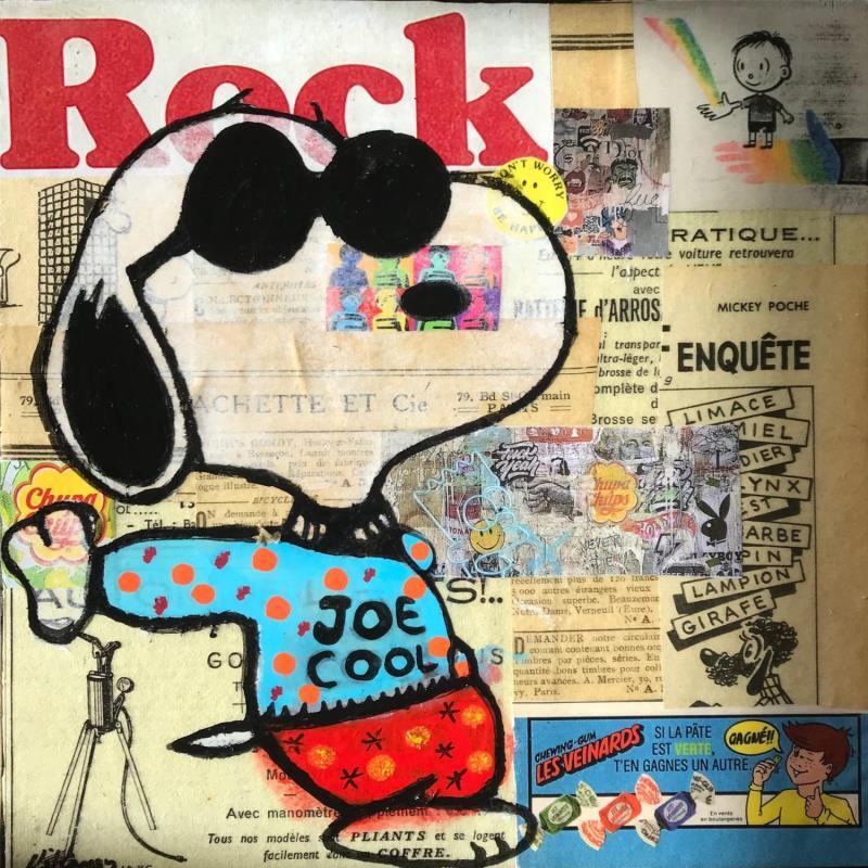Painting Snoopy cool vintage by Kikayou | Painting Pop-art Pop icons Graffiti Acrylic Gluing