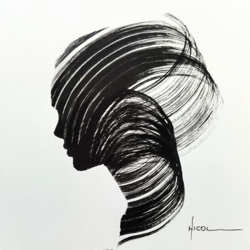 Painting Time CII by Nicol | Painting Figurative Ink Black & White, Minimalist, Pop icons, Portrait