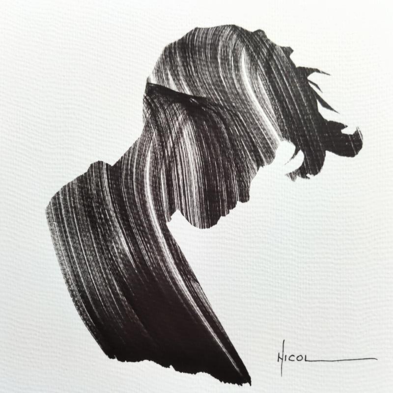 Painting Time CX by Nicol | Painting Figurative Ink Black & White, Minimalist, Pop icons, Portrait