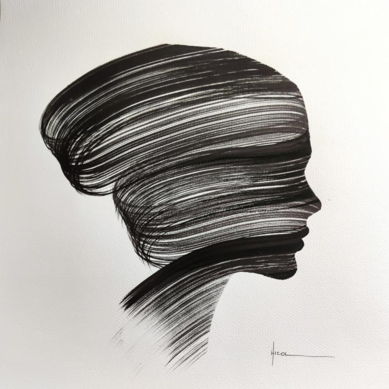 Painting Time CLIX by Nicol | Painting Figurative Portrait Minimalist Black & White Ink
