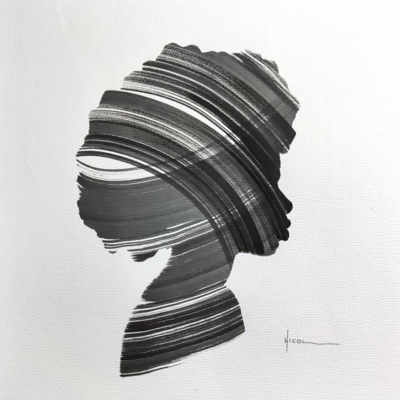 Painting Time CLXV by Nicol | Painting Figurative Ink Black & White, Minimalist, Portrait