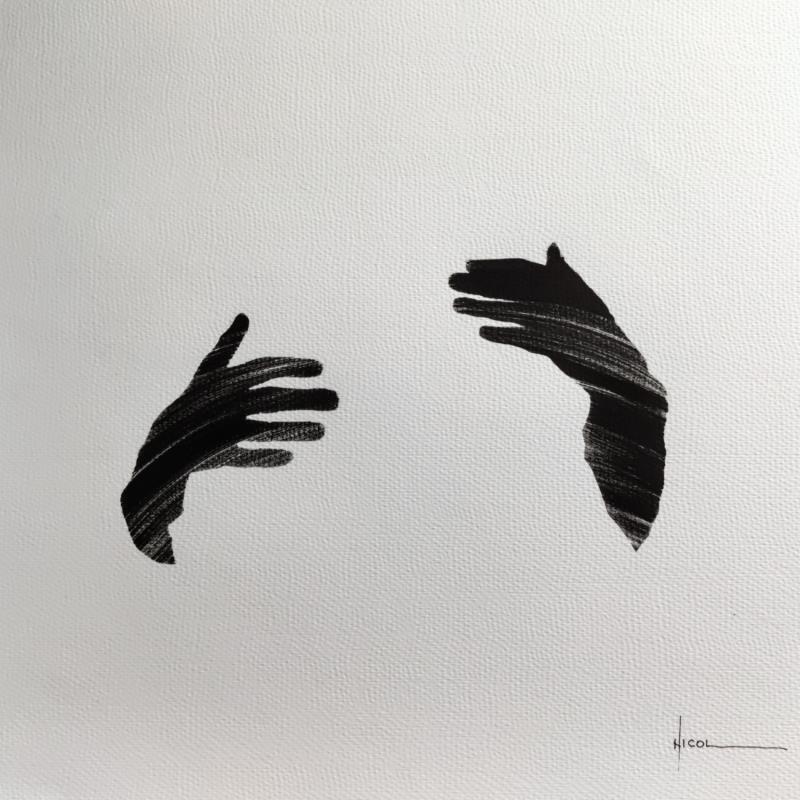 Painting Time CLXIV by Nicol | Painting Figurative Portrait Minimalist Black & White Ink