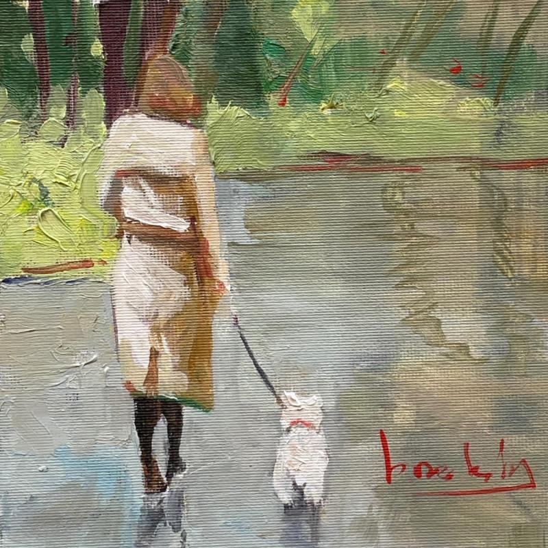 Painting Parisian yorkie by Brooksby | Painting Figurative Life style Oil