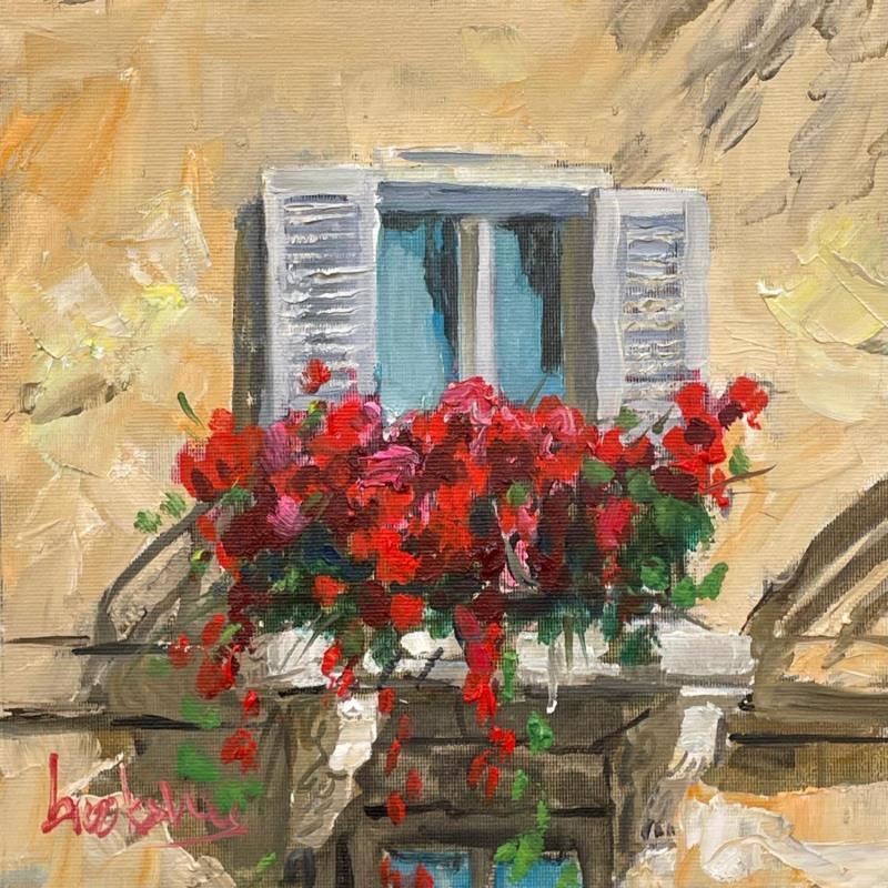 Painting Flowery Window by Brooksby | Painting Figurative Architecture Oil