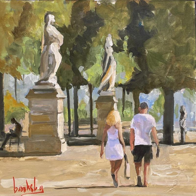 Gemälde Promenade au Jardin de Luxembourg von Brooksby | Gemälde Figurativ Öl