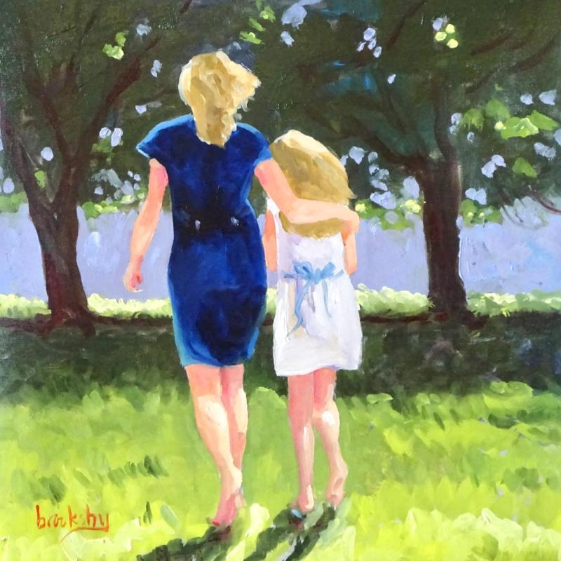 Painting Ma Mere et Moi au Jardin by Brooksby | Painting Figurative Oil