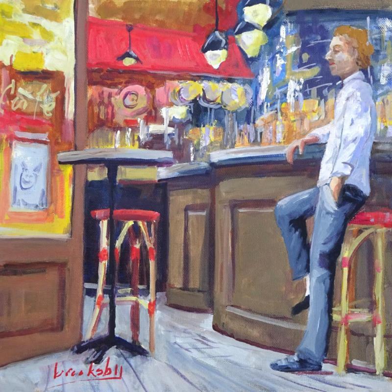 Peinture Cafe Saint Jacques par Brooksby | Tableau Figuratif Huile