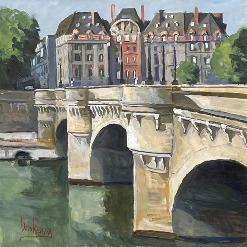 Peinture Le Pont Neuf au Soleil par Brooksby | Tableau Figuratif Huile