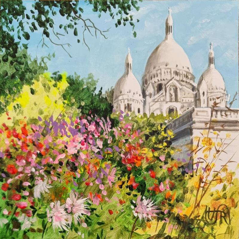 Peinture Montmartre summer par Rasa | Tableau Figuratif Acrylique Urbain