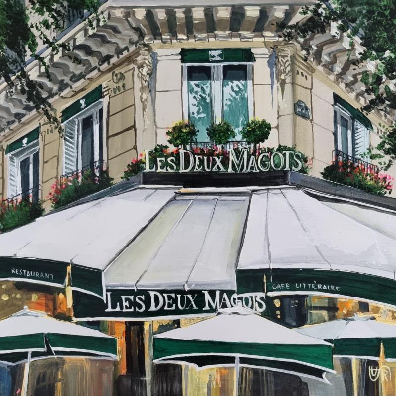 Painting Les Deux Magots by Rasa | Painting Figurative Acrylic Urban